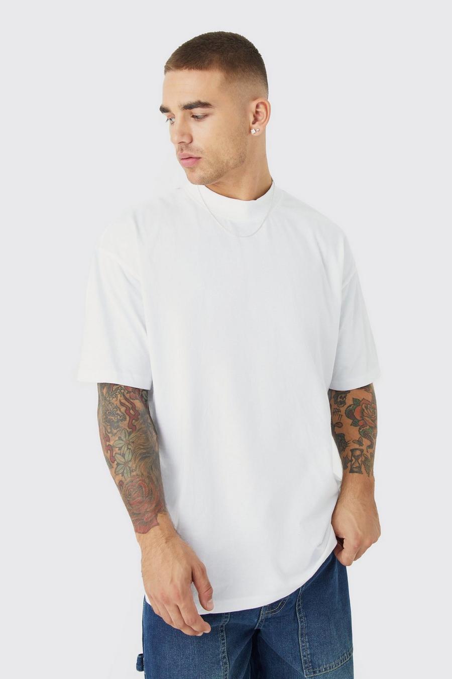 Camiseta oversize con cuello extendido, White bianco image number 1