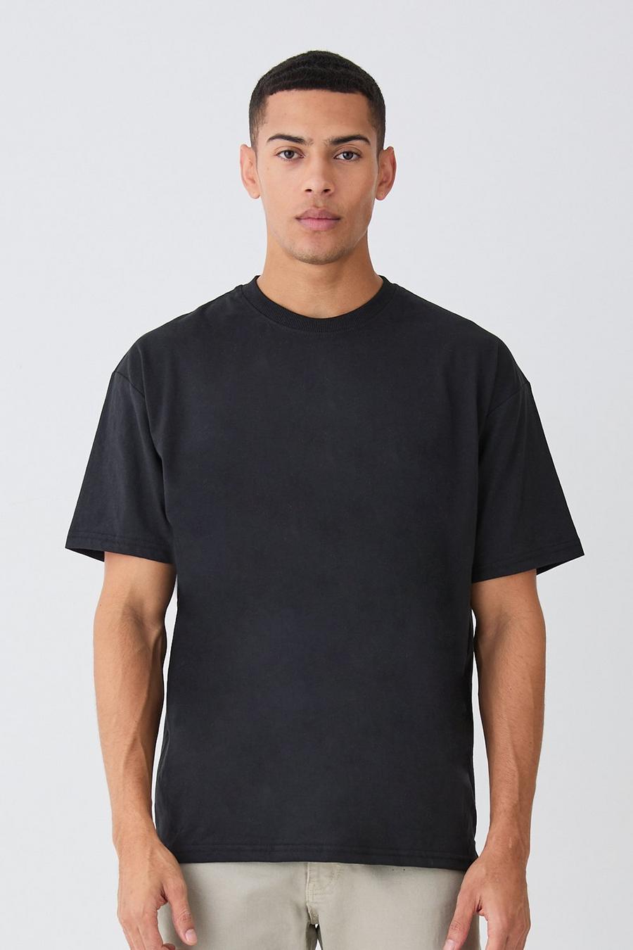 Camiseta oversize con cuello de caja, Black image number 1