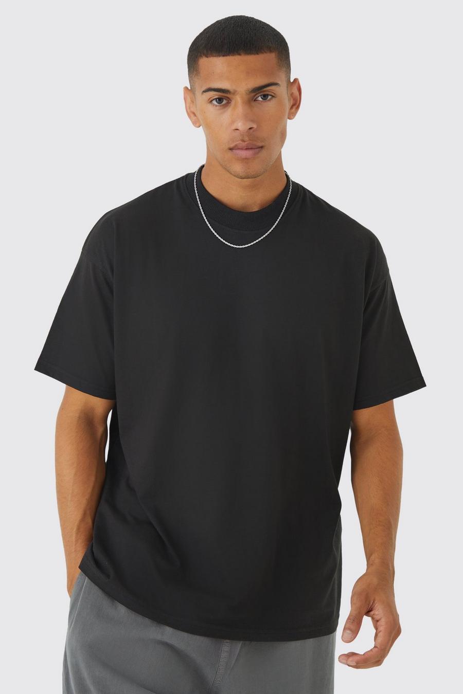 Black svart Oversize t-shirt med hög halsmudd