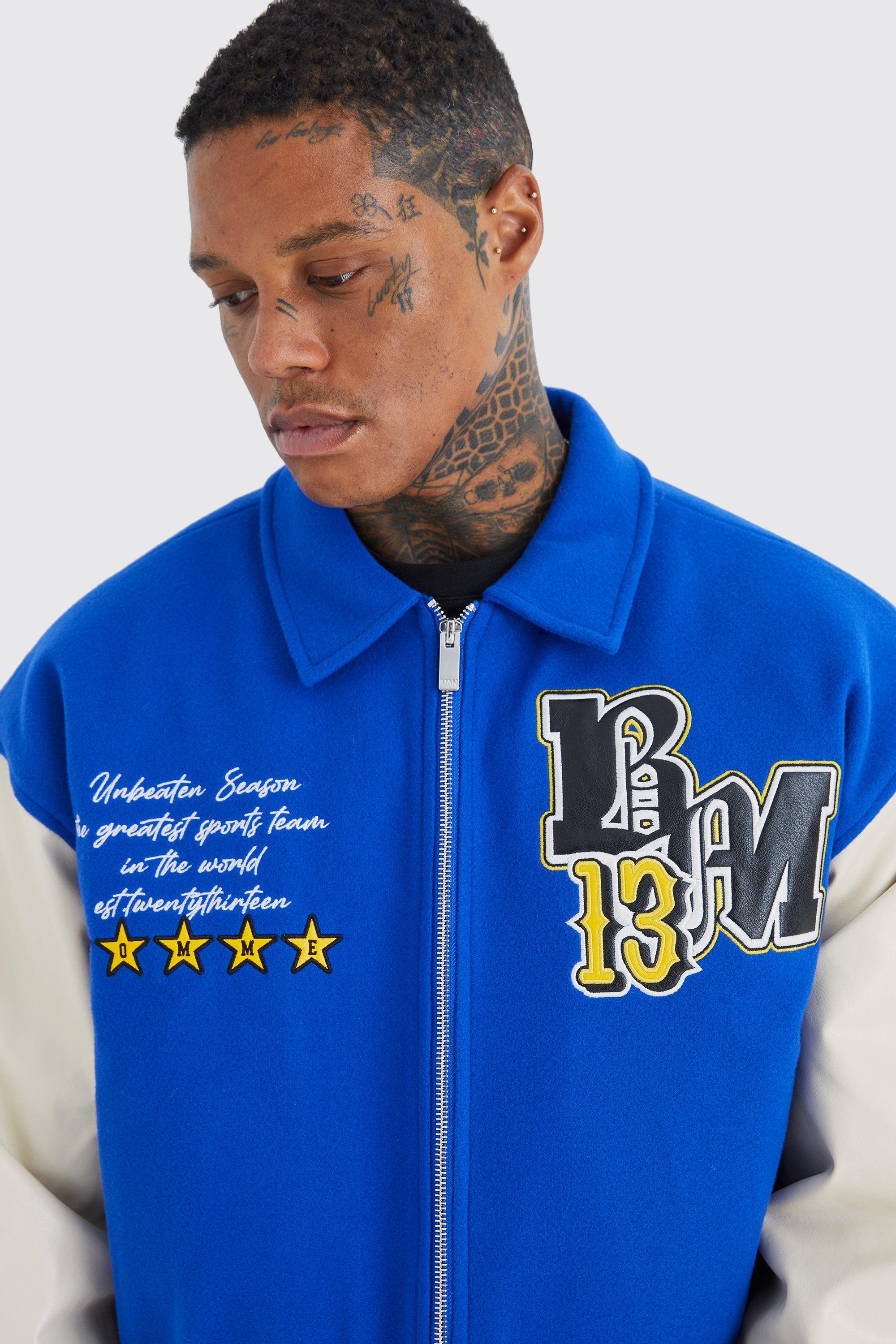 Blue and yellow varsity jacket sale