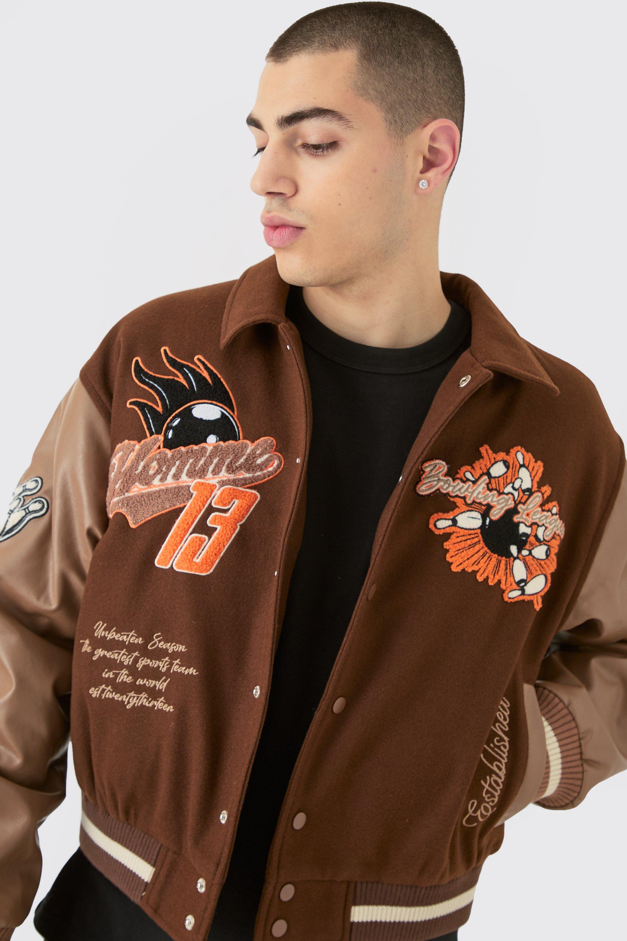 MELTON & LEATHER VARSITY JACKET-