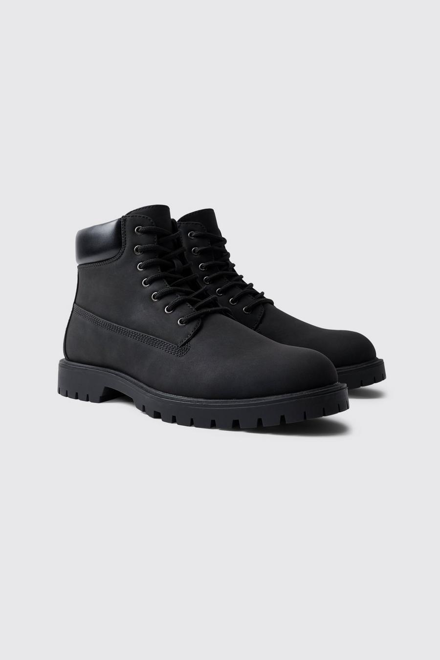 Black svart Worker Boots