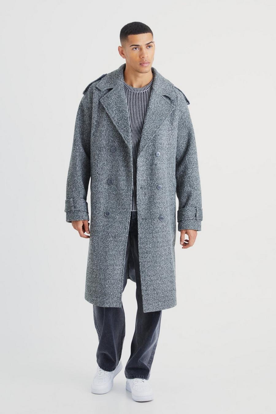 Charcoal grey Double Breasted Salt & Pepper Overcoat