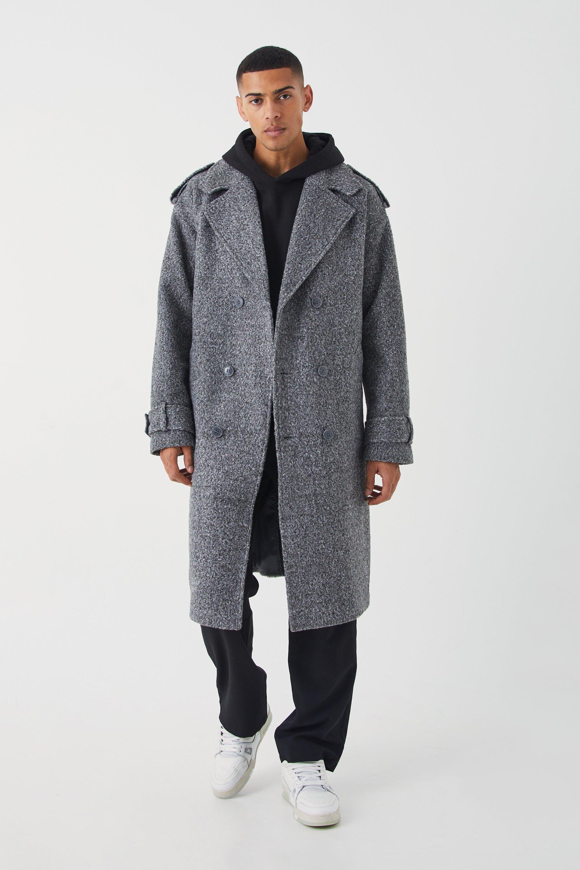 Manteau long croisé moucheté