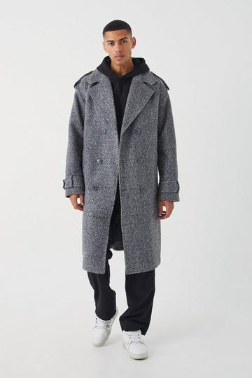 Grey Double Breasted Salt & Pepper Overcoat