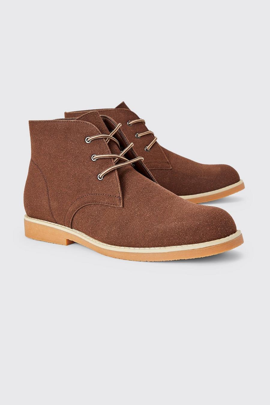 Brown Faux Suede Chukka Boot