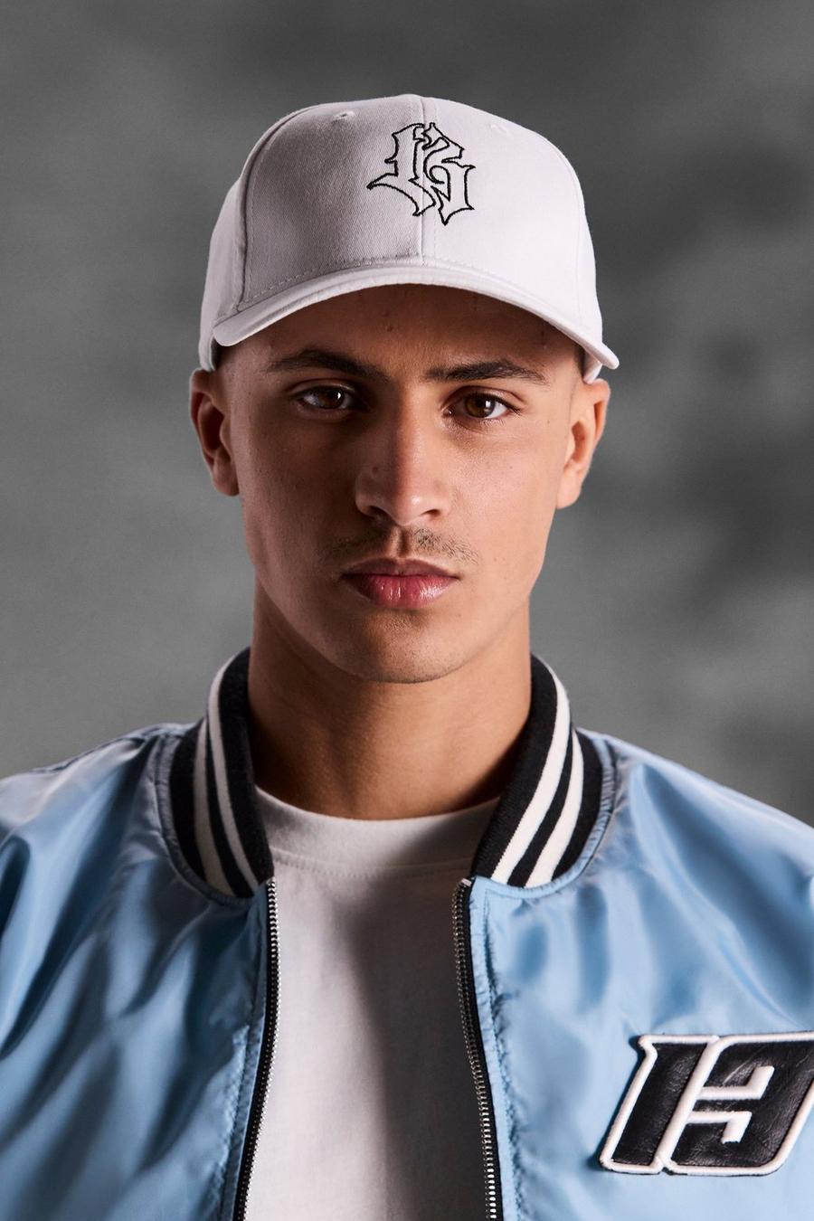 White blanc ArrDee Embroidered 13 Cap