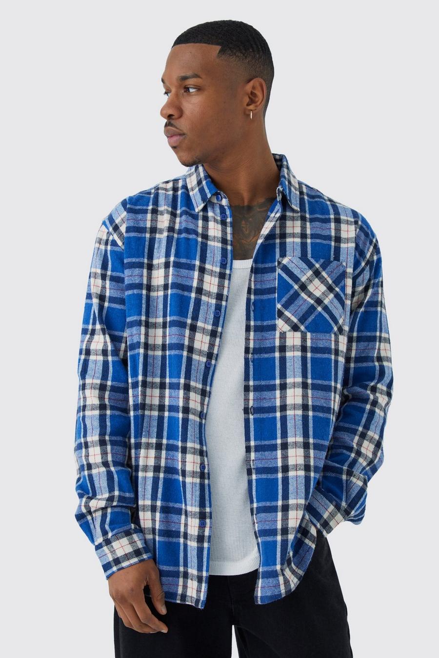 Blue Long Sleeve Oversized Ofcl Check Shirt image number 1