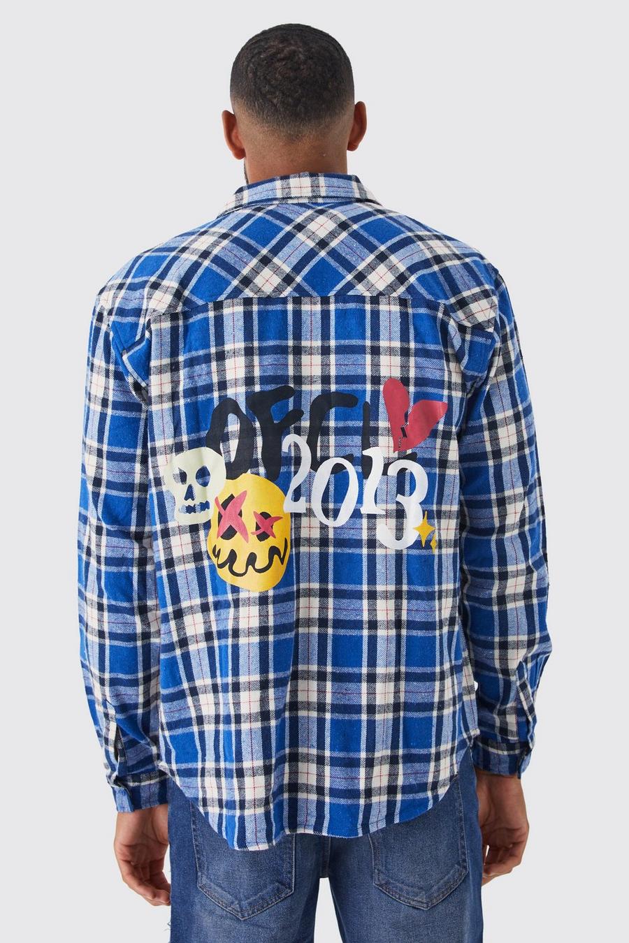 Blue Tall Long Sleeve Oversized Ofcl Check Shirt image number 1