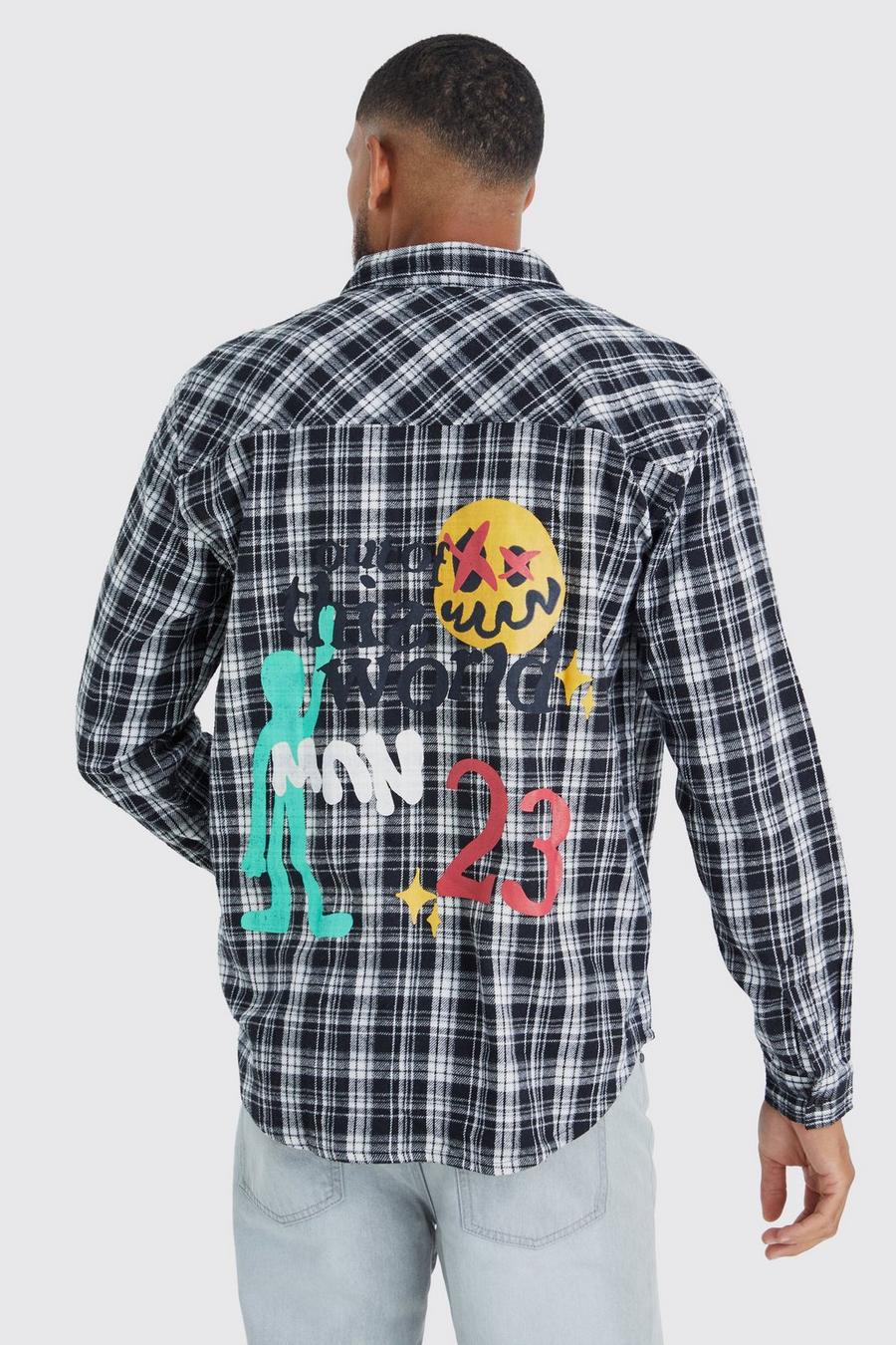 Black Tall Oversized Out Of This World Check Shirt vet image number 1