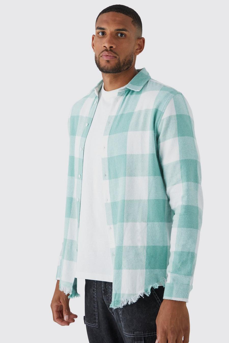 Sage grön Tall Long Sleeve Pastel Square Check Shirt