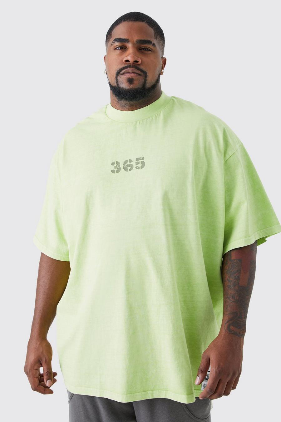 Lime Plus Oversized Heavy Washed Badge T-shirt image number 1