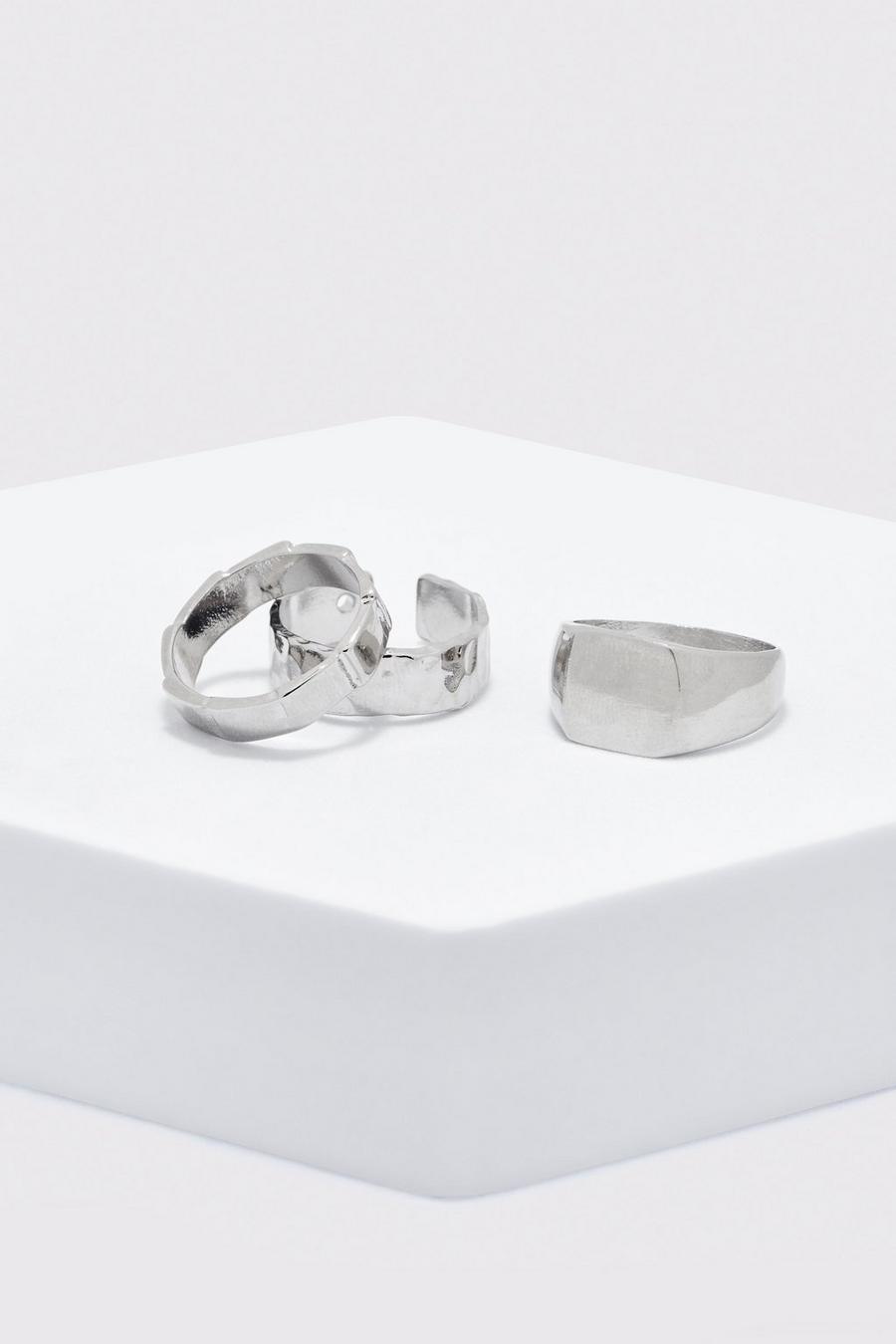 Silver 3 Pack Of Rings