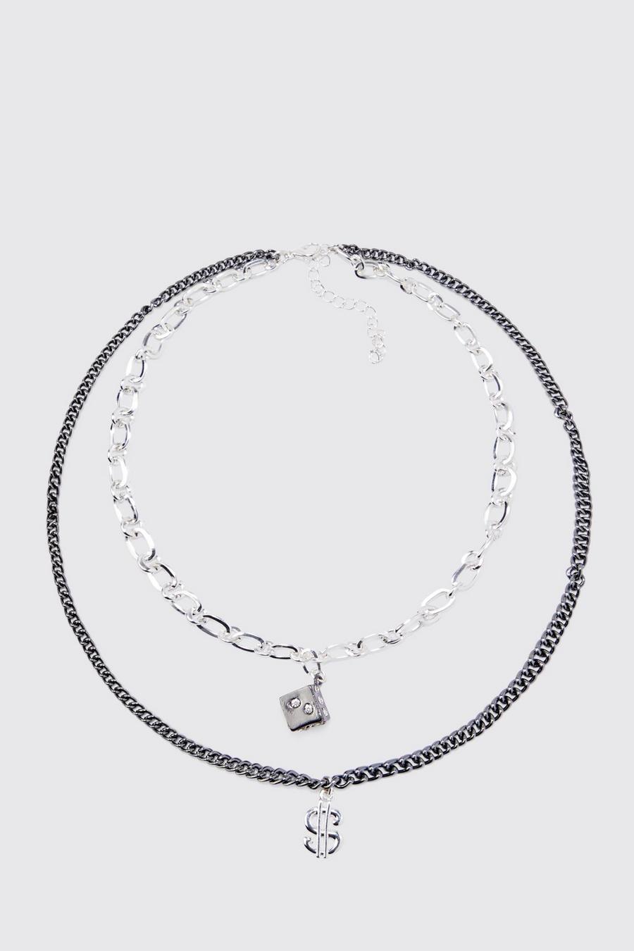 Black nero Multi Layer Pendant Detail Necklace