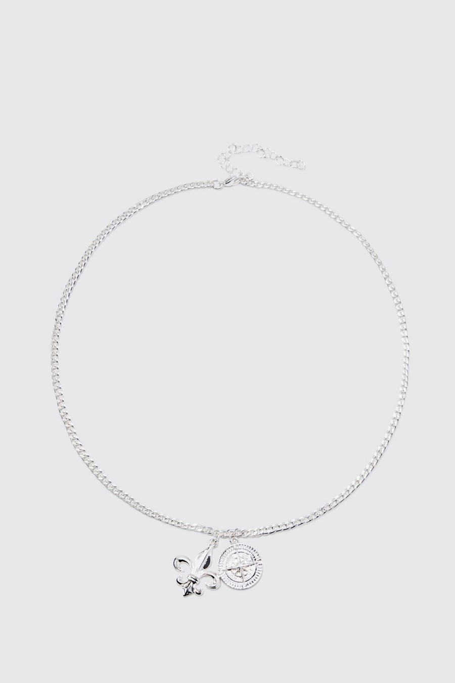 Silver Double Pendant Detail Necklace
