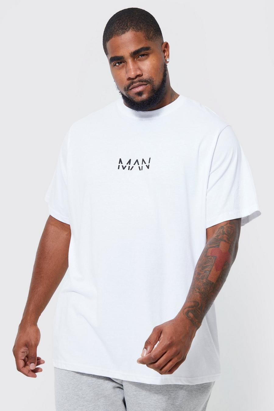 T-shirt Plus Size con stampa Original Man, White bianco