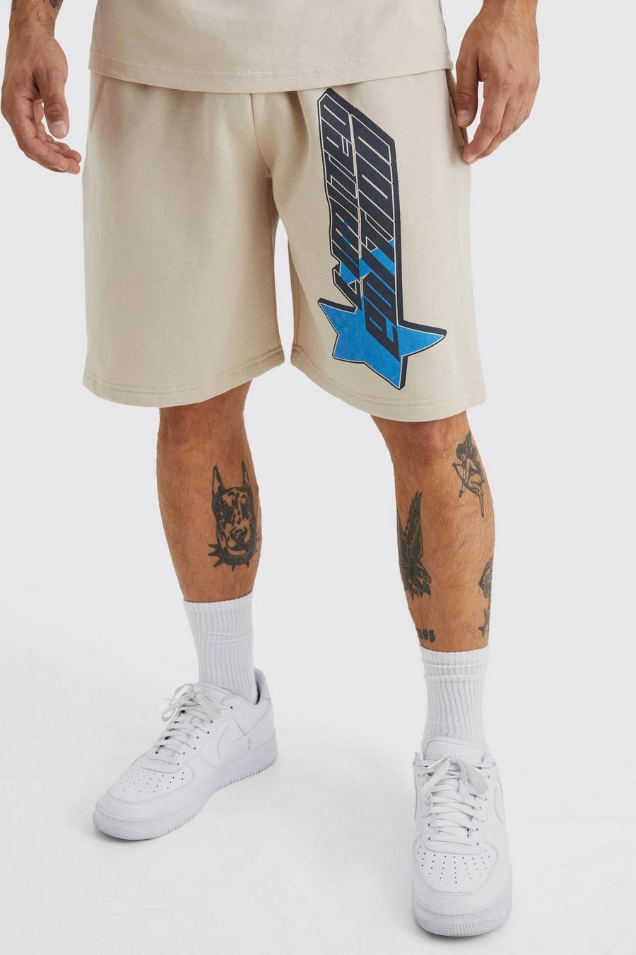 Pantalón corto oversize de tela jersey Limited Edition Y2K, Sand beis