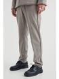 Brown Slim Fit Smart Check Trousers With Distressing