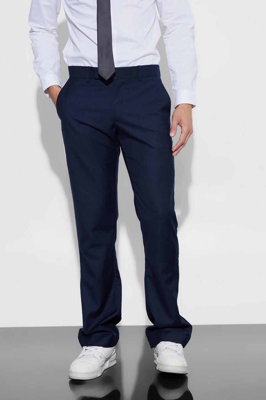Pantaloni Smart Slim Fit con gamba a zampa, Navy image number 1