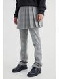 Grey Mid Length Pleated Pow Check Skirt
