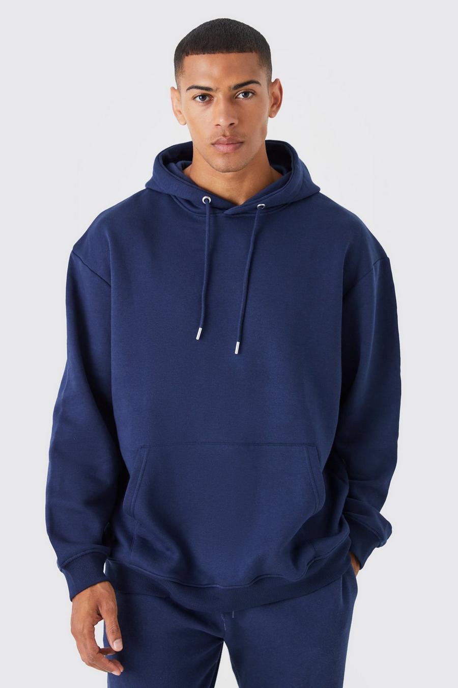 Navy Basic Oversized Over The Head Hoodie 