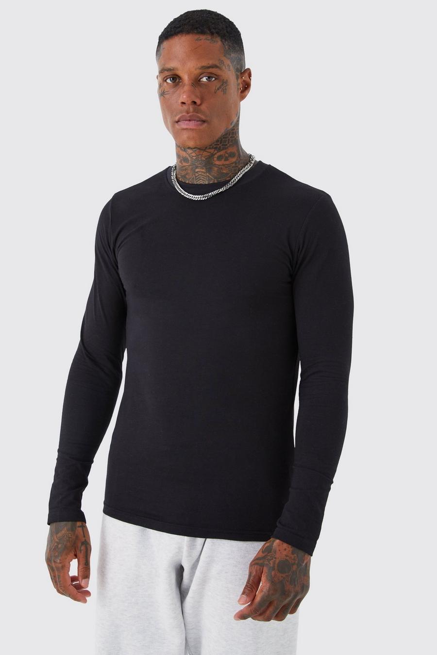 Black Long Sleeve Muscle Fit T-shirt