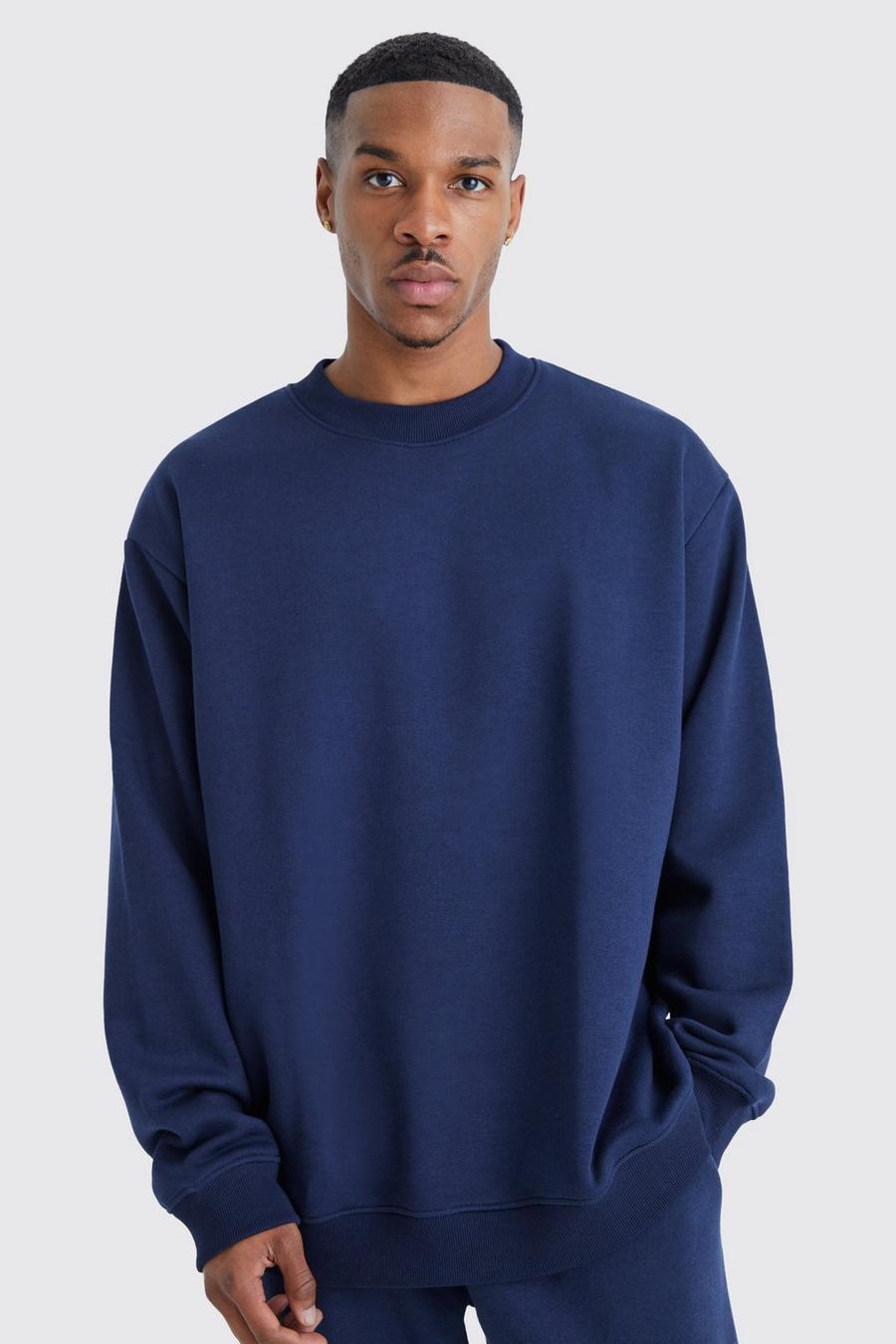 Navy Oversized Extended Neck Sweatshirt  