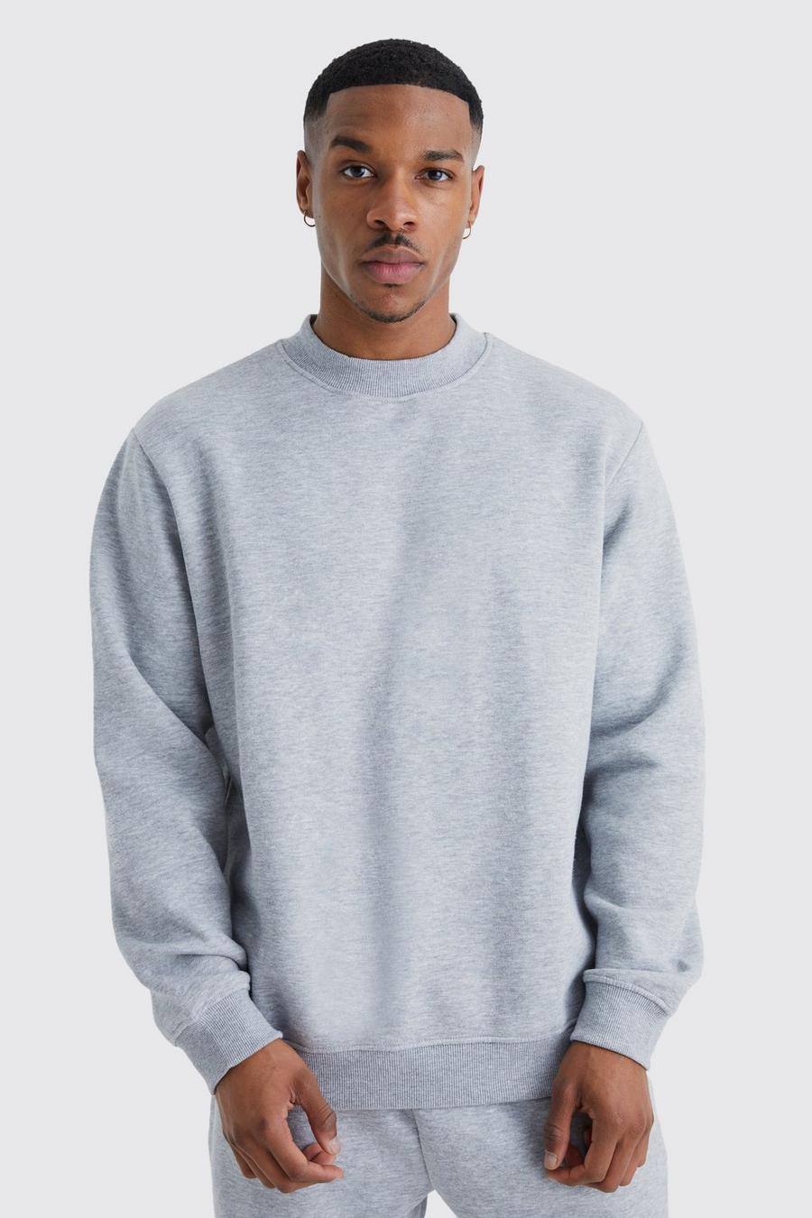 Grey marl Basic Extended Neck Sweatshirt   