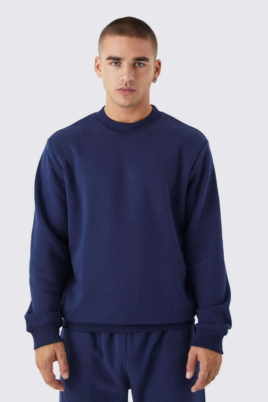 Navy marineblau Basic Extended Neck Sweatshirt  