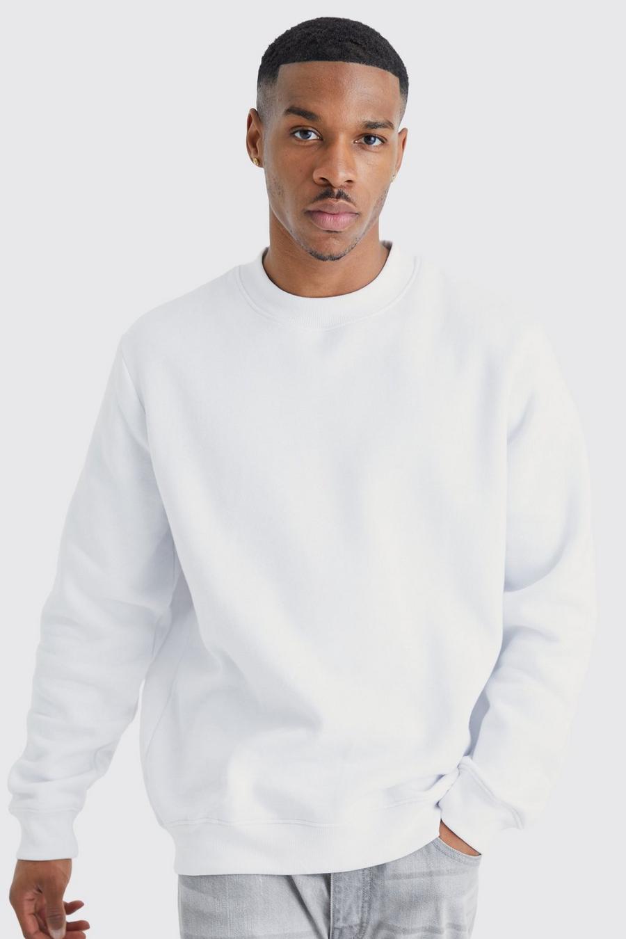 White Basic Extended Neck Sweatshirt 