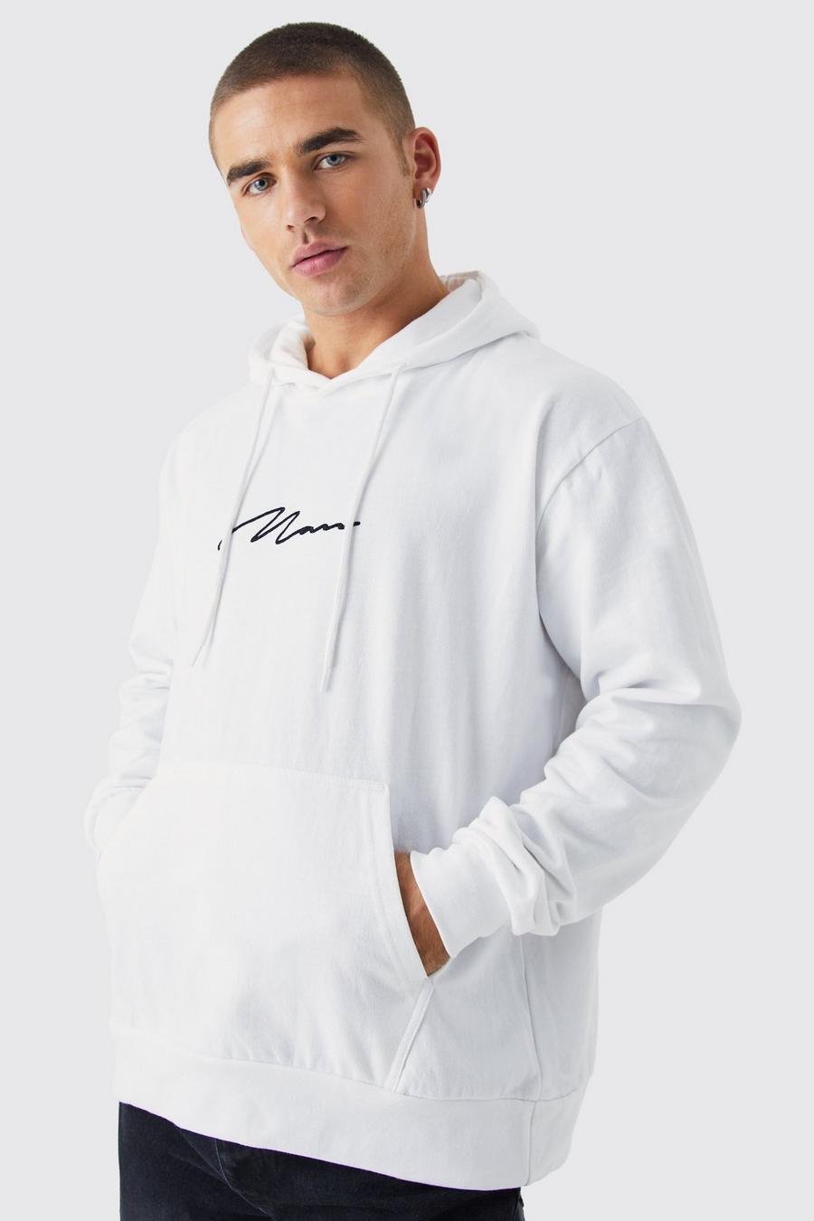White blanco Man Signature Over The Head Hoodie  image number 1