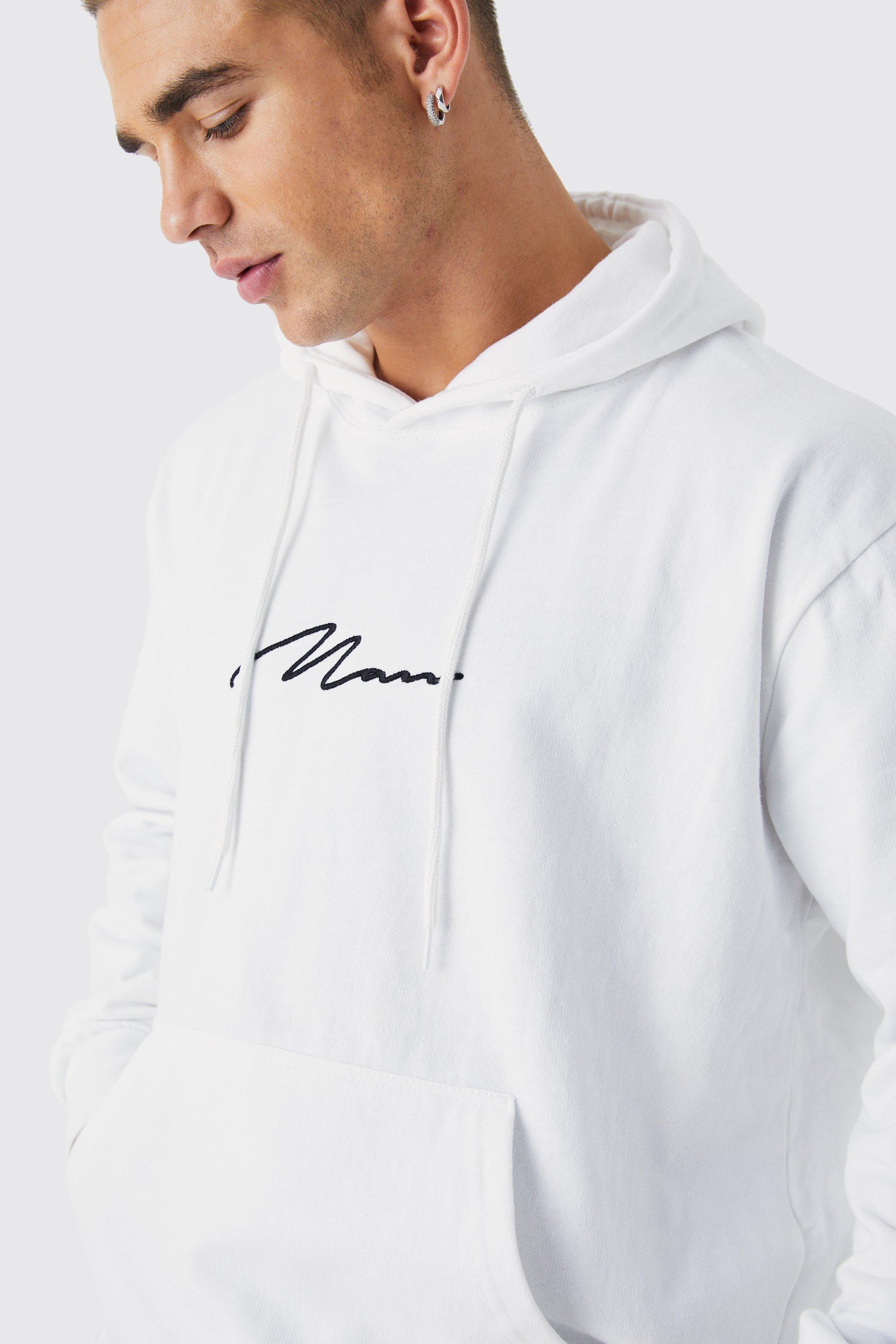 Man Signature Over The Head Hoodie boohoo