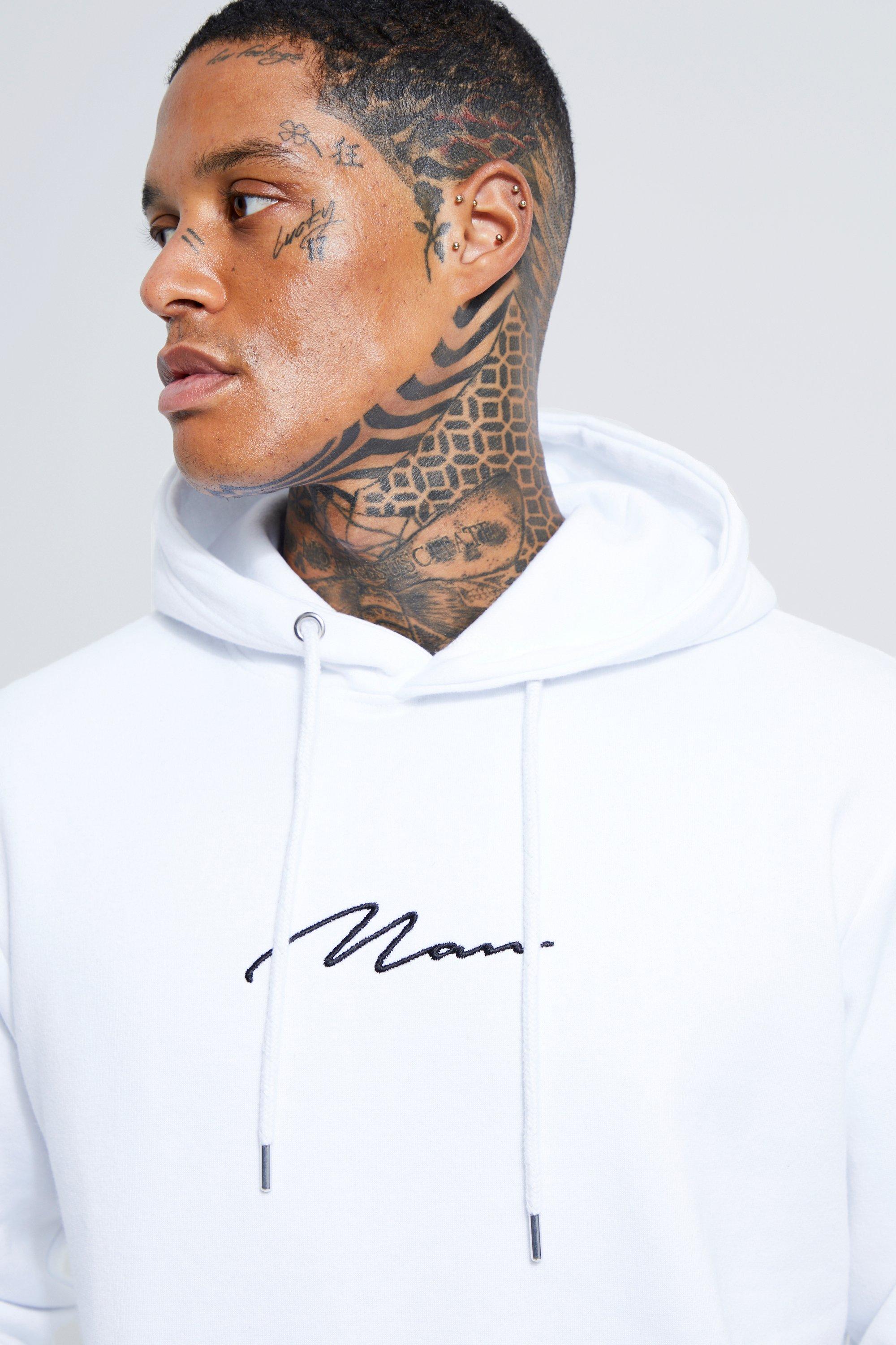 Man Signature Over The Head Hoodie boohoo