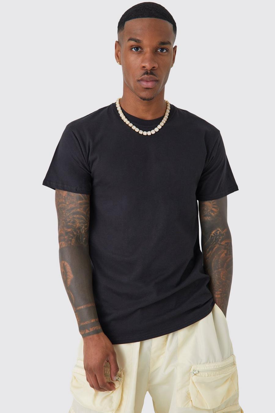 Black negro Basic Crew Neck T-shirt