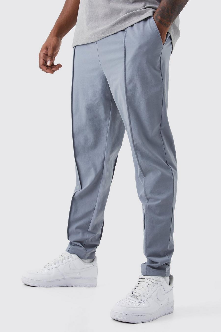 Pantalón Plus pitillo elástico ligero con alforza, Light grey