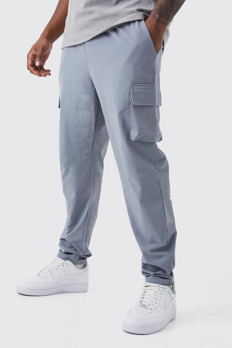 Pantalón Plus pitillo cargo elástico ligero, Light grey