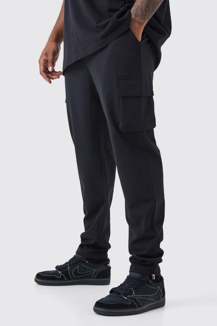 Pantaloni Cargo Plus Size in Stretch Skinny Fit leggeri elasticizzati, Black