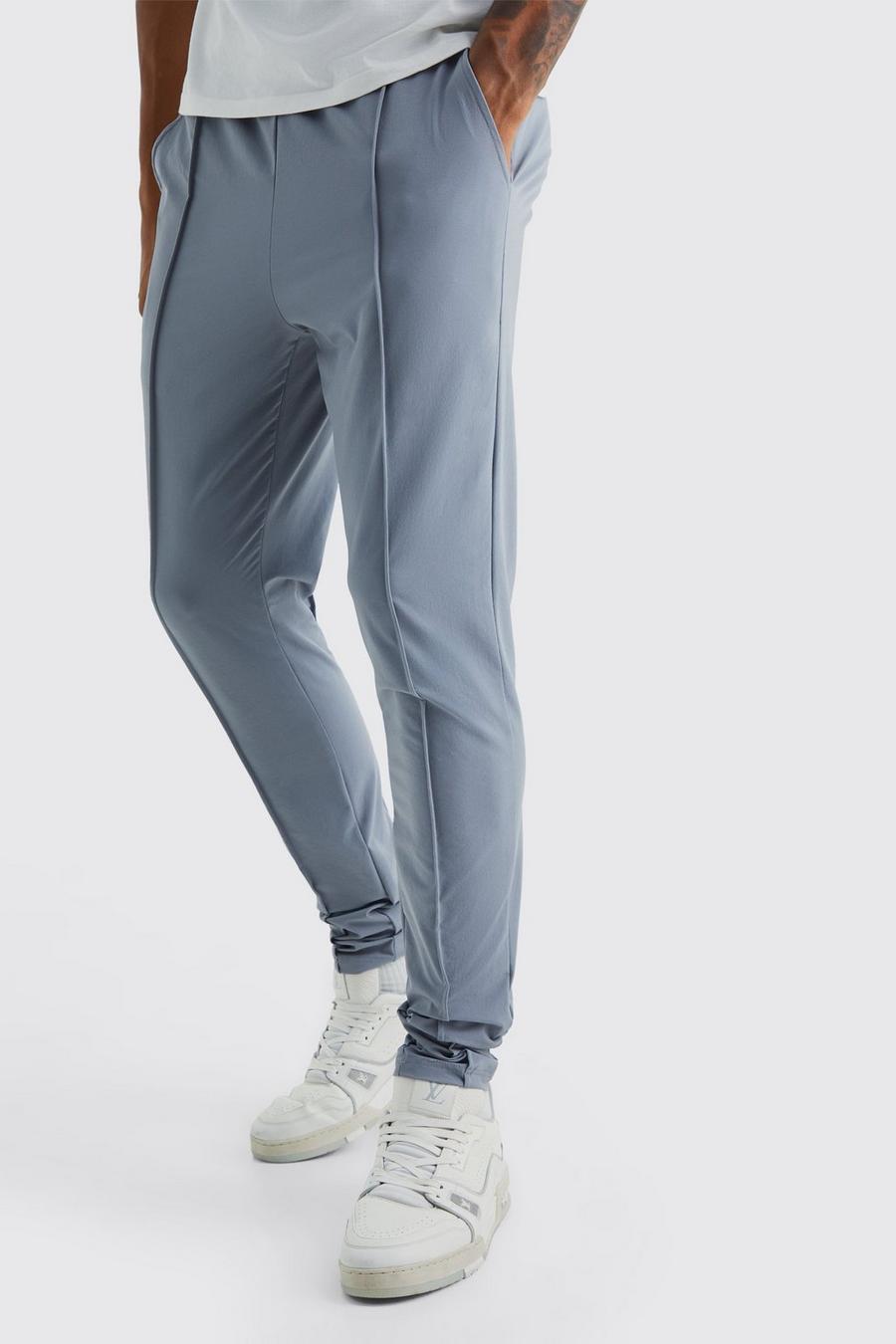 Light grey grå Tall Elastic Lightweight Stretch Skinny Pintuck Trouser 