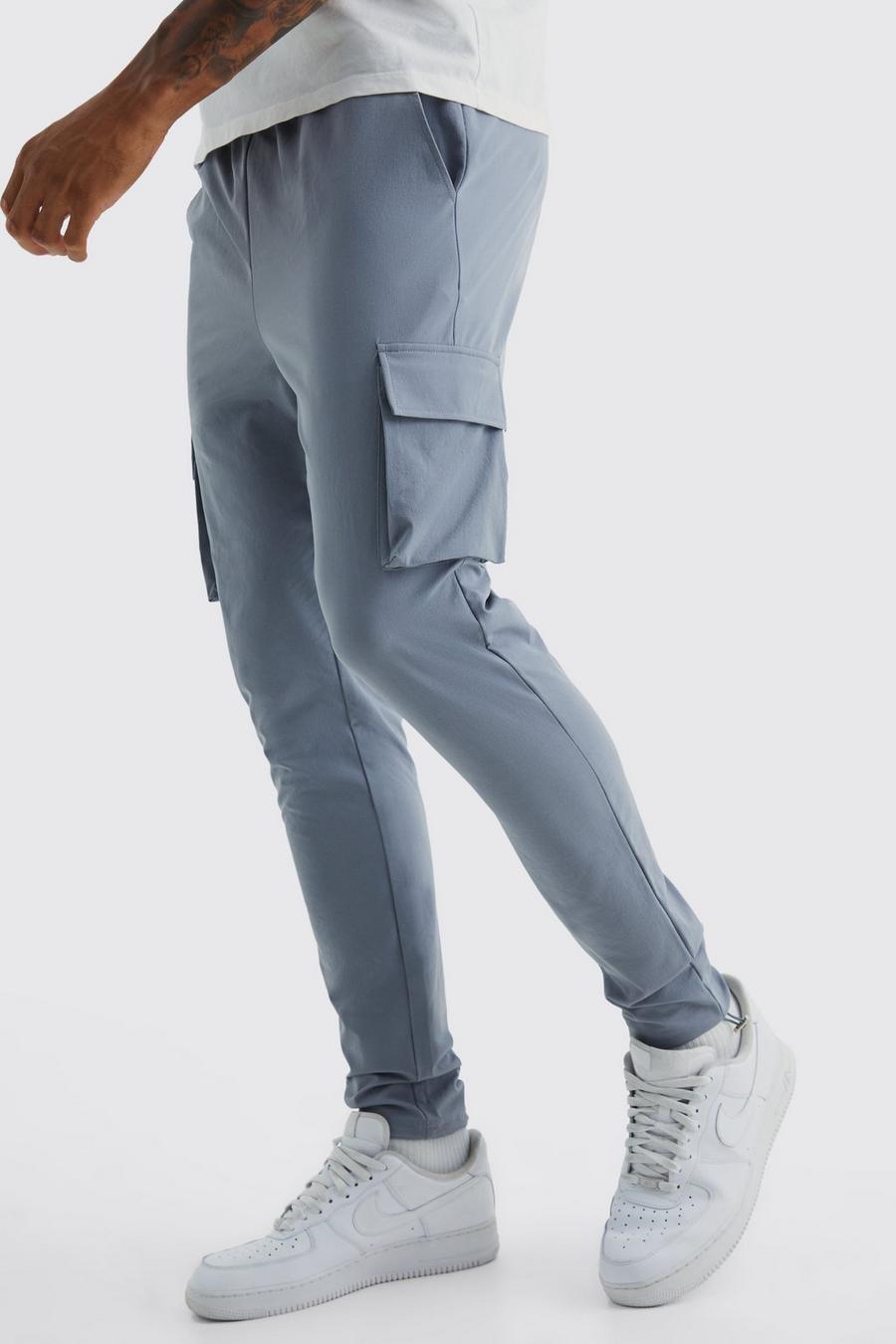 Light grey Tall Elastic Lightweight Stretch Skinny Cargo Trouser image number 1