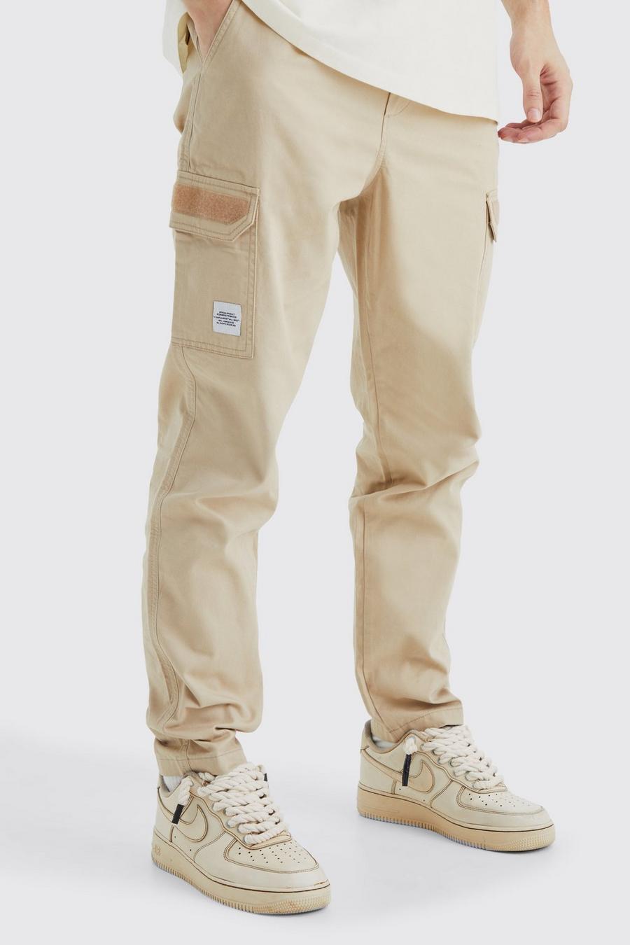 Pantaloni Cargo Tall elasticizzati con dettagli in feltro, Stone image number 1