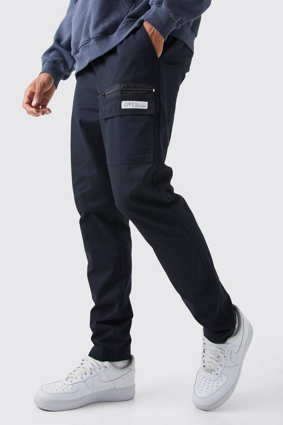 Black Tall Elastic Comfort Ripstop Cargo Trouser image number 1