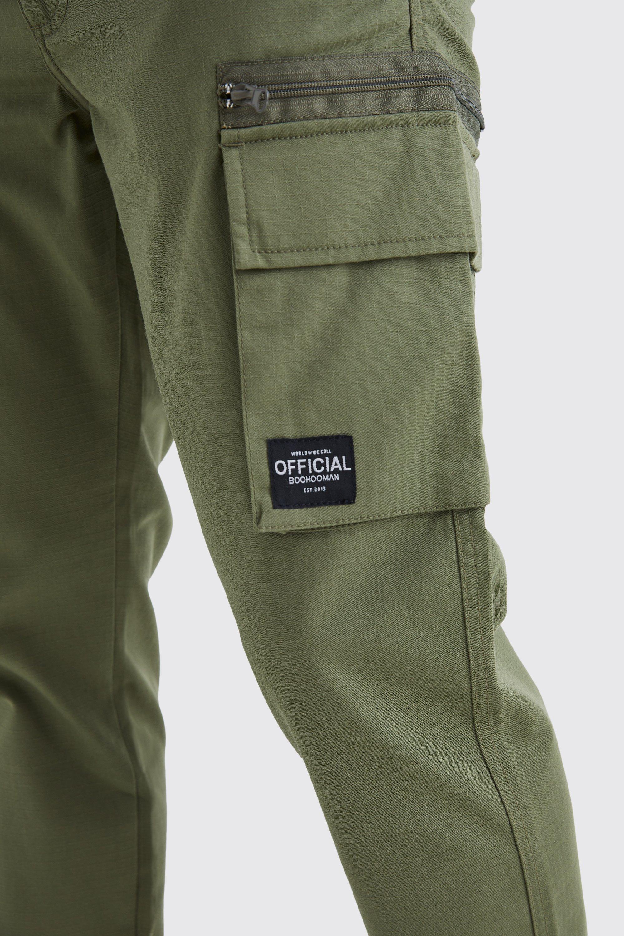 Fixed Relaxed Ripstop Cargo Pants With Tab