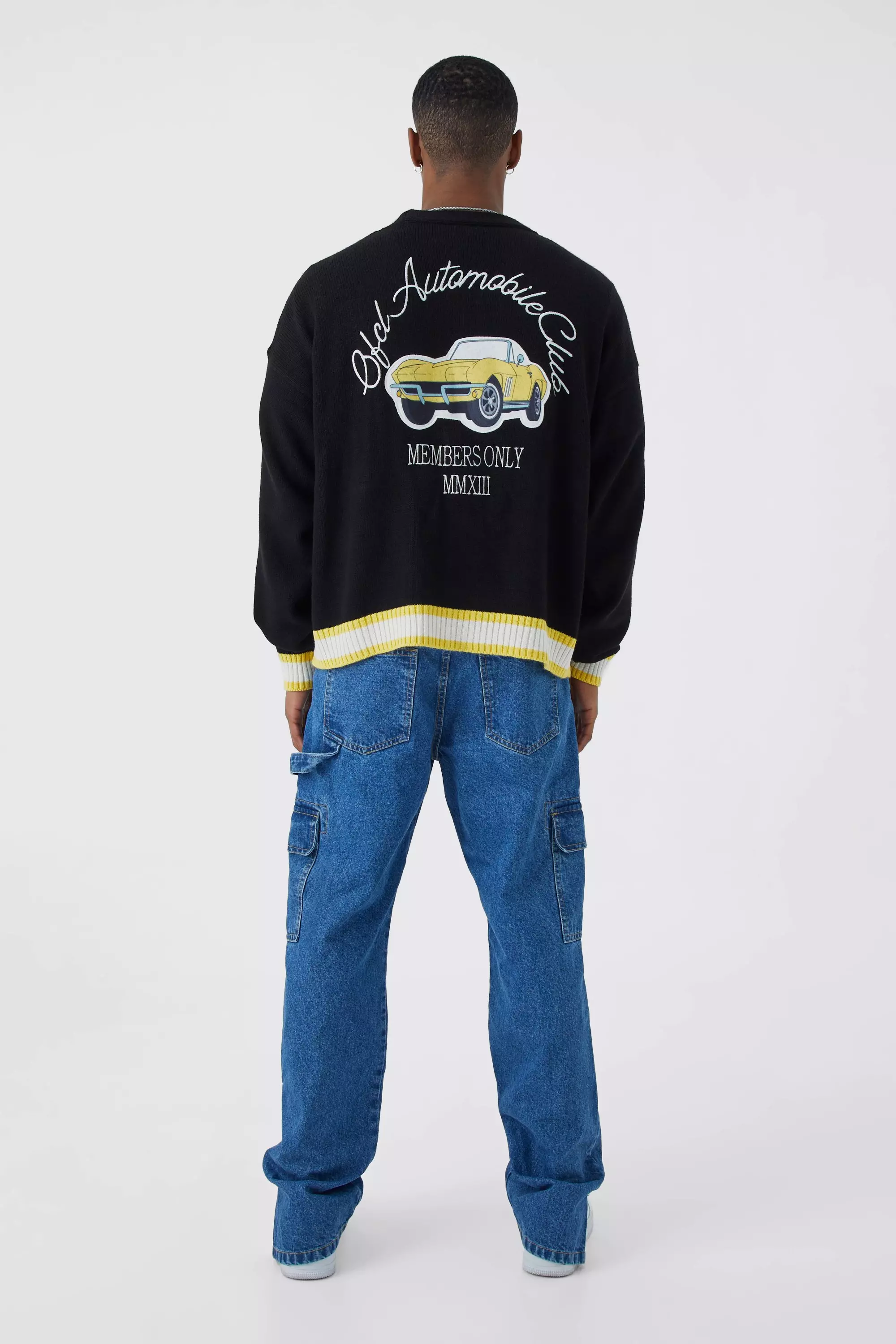 Black Graphic Oversized Drop Shoulder Cardigan alternative image