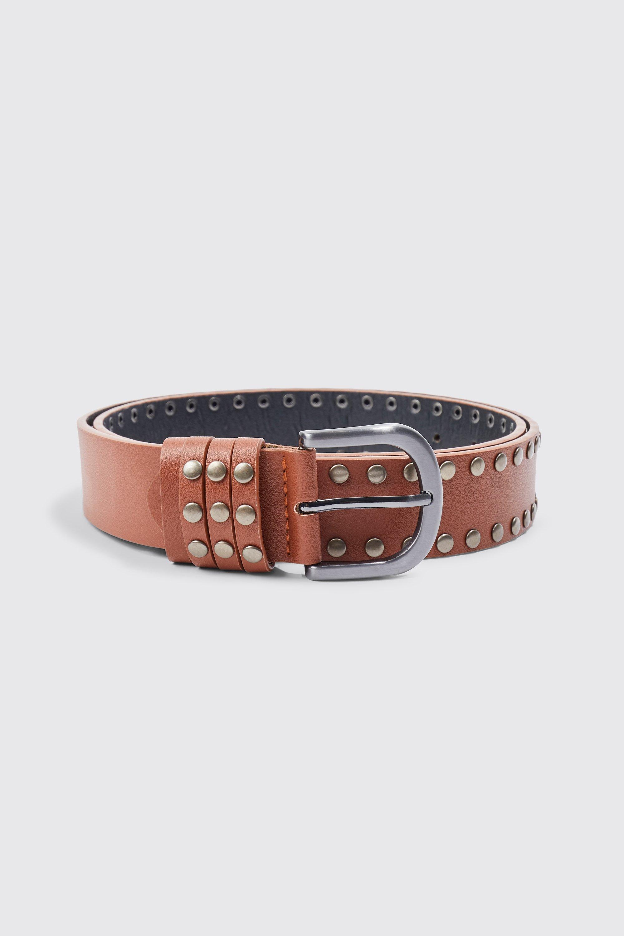 Brown Studded Leather Belt