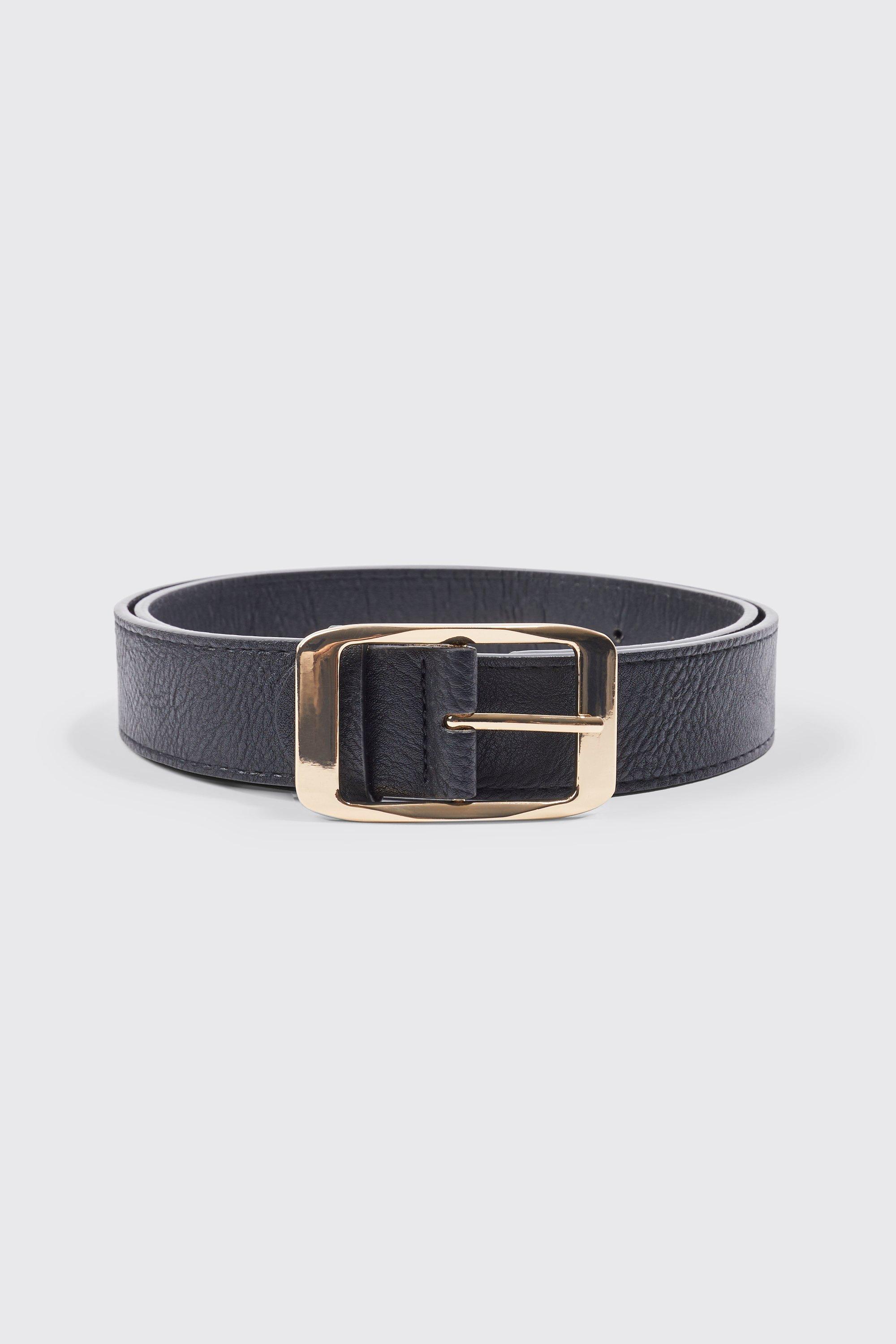 Black PU Leather Belt with Silver Buckle