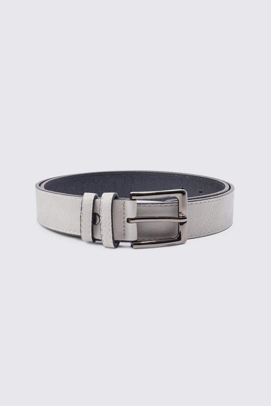 Grey gris Faux Leather Belt 