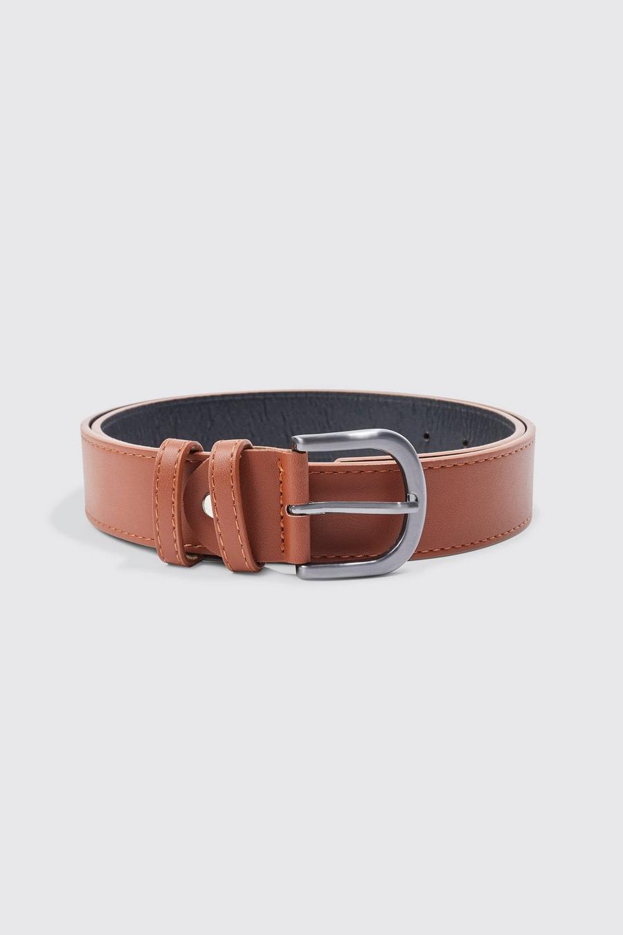 Brown marrone Faux Leather Belt 