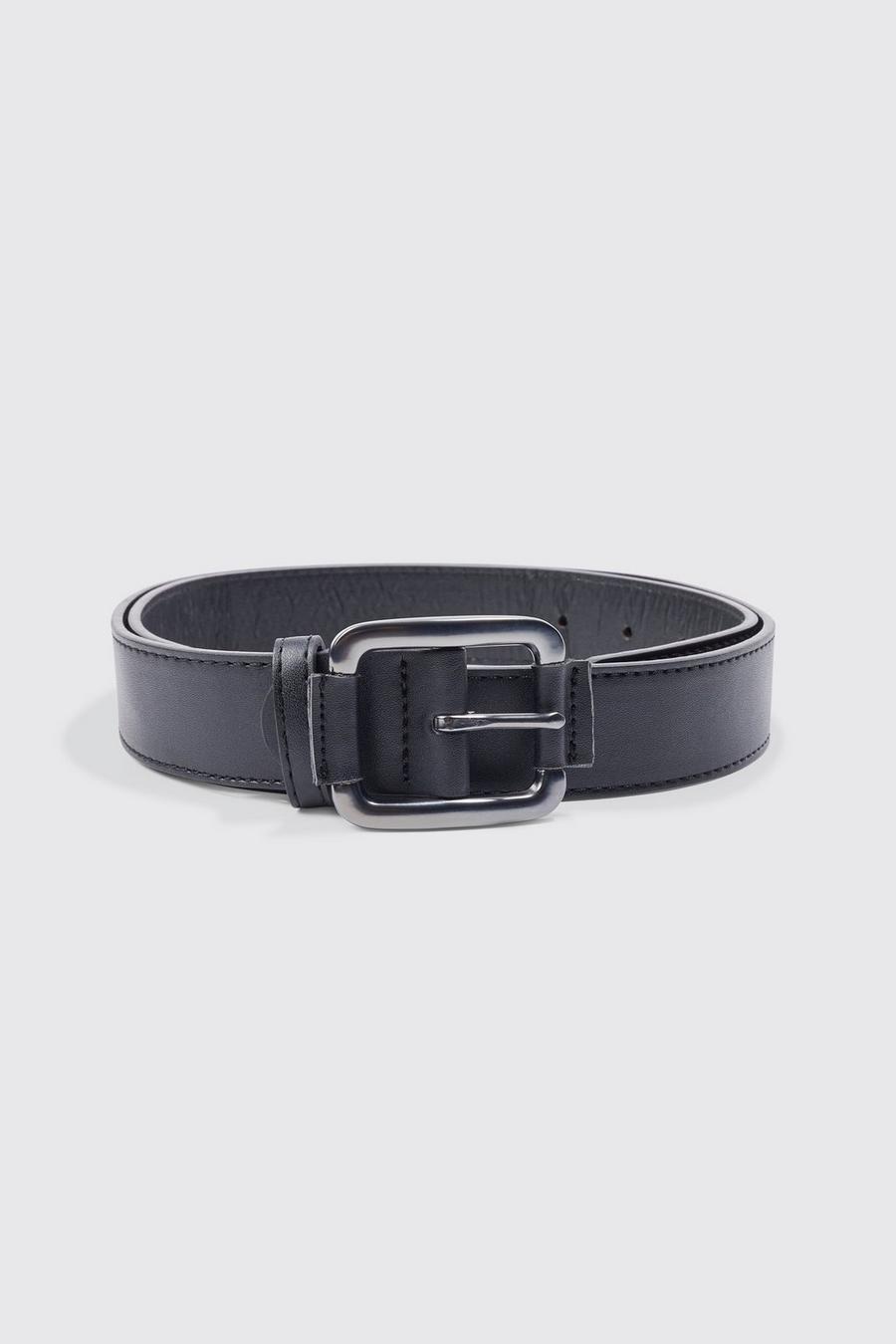 Black svart Faux Leather Belt 