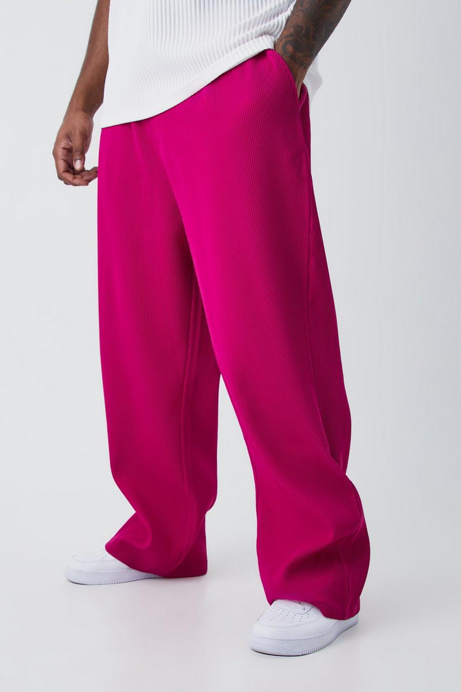 Pink Plus Elastic Waist Relaxed Fit Pleated Trouser