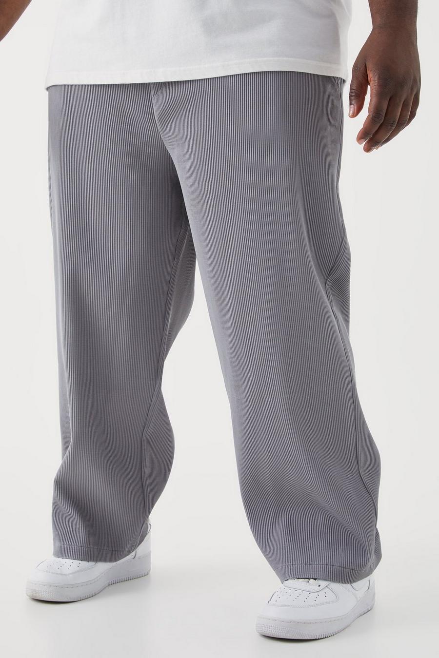 Pantalón Plus holgado plisado con cintura elástica, Charcoal gris